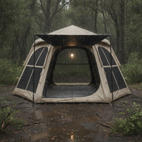 Hexagonal Blackout Camping Tent with Sunshade and Rain Protection, Quick Setup for Outdoor Family Fun