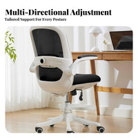 Height Adjustable Ergonomic Student Desk Chair ergonomic spinalrest Rolling Mesh Chair quiet-rolling casters rotating Seat 90° Flip-up Armrests for Students, Teenagers, Children, Study Room, Workspace, Bedroom