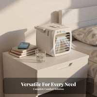 Mini Water-Based Chiller Cools & Humidifies Portable Air Chiller Fan Humidifier Function USB Desk Fan for Students, Office Workers, Dorm Room, Bedroom