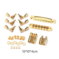 Guitar Hardware Kit Gold-Plated Guitar Bridge and Tuners Bridge Screws Replacement Tuner Screws Upgrade for Guitarists