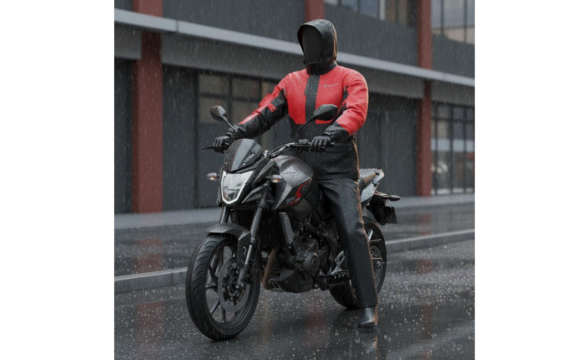 Two-Piece Motorbike Rainwear Set Lightweight Motorbike Rain Gear Breathable Waterproof Riding Jacket Windproof for Motorcyclists, Riders, Rainy Weathe