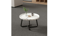 2 Pieces Easy to Clean Nesting Coffee Table Set Sturdy Metal Frame Round Tray Top Table Set for Small Apartment Dwellers