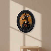 Oval Wooden Picture Frame Decorative Wood Frame with Artwork Black for Living Room, Entryway, Halloween