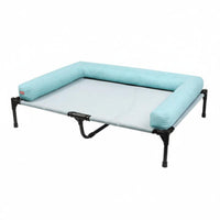 Detachable and Washable Elevated Dog Bed Easy to Clean Raised Pet Cot with Side Cushion Long-Lasting Construction Raised Cooling Pet Cot Heavy Duty Steel Frame for Patio