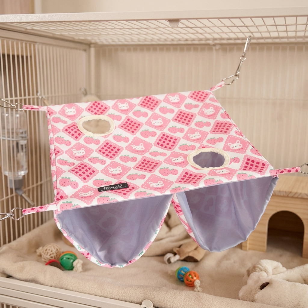 Double Layer Small Animal Hammocks for Cage Rat Hammock, 40cm Guinea Pig Cage Accessories, Breathable Cavalry Twill Polyester for Ferrets