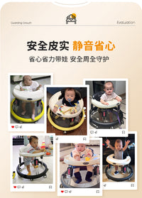 婴儿童宝宝学步车静音调高低档折叠防侧翻o型腿坐推多功能八轮车