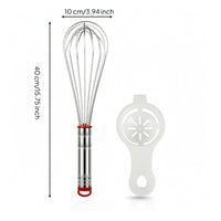 Egg Whisk Stainless Steel Manual Whisk with Egg Separator Kitchen Tool Food-Grade Utensil Flexible for Bakers, Baking