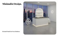 L-Shapedd D Reception Desk Rounded Corner Design Modern Front Desk Stable Load Bearing Reception Counter with Storage for Business Owners, Lobbies