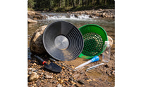 Gold Panning Kit with Mesh Insert Complete Panning Dish with Grooves Starter Enlarging Tweezers for Hobbyists