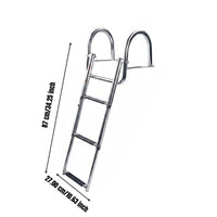 Folding Boat Ladder with Handrails Mirror Polished Extendable Boat Ladder Mounts Heavy Duty Swim Step for Dock