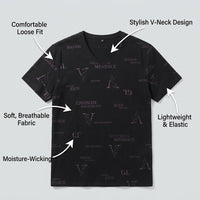 V Neck T Shirts Men with Embroidered Striped Design, Big Tall in Extended Sizes up to 7XL, Moisture Wicking Short Sleeve for Daily Wear