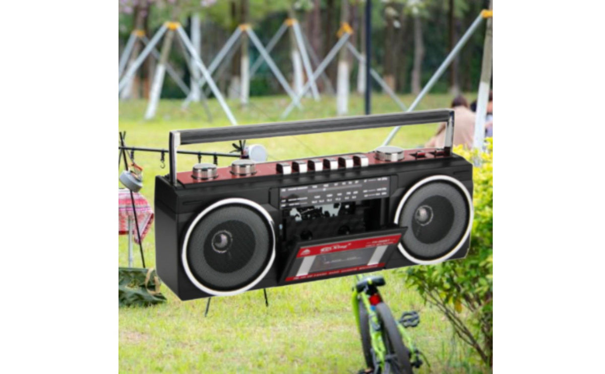 Twin Speakers Portable Radio Cassette Recorder Stereo Sound Bluetooth Cassette Player Recorder Multiple Power Options for Seniors