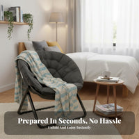 Foldable Design Tufted Moon Chair Space-Saving Folding Padded Chair Comfortable Padding Portable Seating Oversized Comfort for Students, Young Adults, Gamers, Dorm Room, Balcony, Reading Nook, Small Areas
