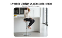Minimalist Design Adjustable Pedestal Stool Upholstered Seat Pedestal Bar Stool 360-Degree rotate Counter Chair Stable Base for Interior Designers, Homeowners, Business Owners, Reception Desk, Restaurant, Bistro, Kitchen