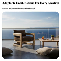Paddinged Wood Frame Chair Modern Design Paddinged Armchair with Cutout Wood Frame Weather Resistant Outdoor Furniture for Homeowners, Showroom