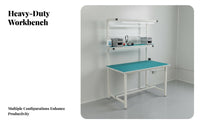 Anti Workbench With Overhead Light Aluminum Frame Work Table High Load-Bearing Assembly Line Table for Technicians, Factory Workers, Research Facility
