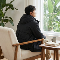Matte Hooded Jacket Quick-Drying Jacket with Pockets Casual Outerwear Loose Fit for Commuting, Travel