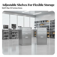 Lockable Stainless Steel Office Cabinet Rust-Proof Locking Parts Cabinet Resistant Multi-Drawer Storage Unit Long-Lasting for Cleanroom, Laboratory, Workshop, Hospital