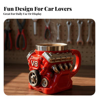 V8 Engine Mug Creative Gift V8 Car-Themed Mug Unique Design for Mechanics, Husbands, Workshop, Desk Decoration, Living Room