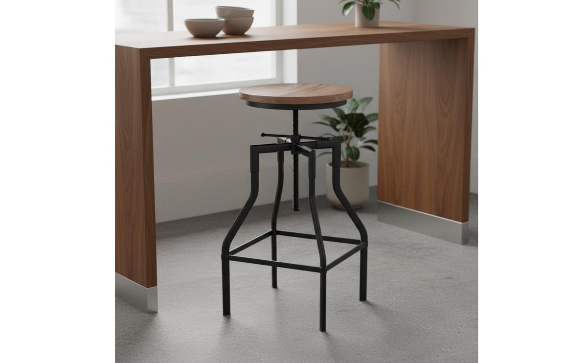 Industrial Bar Stool Vintage Design Adjustable Height Stool for Cafe, Kitchen