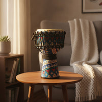 Hand Drum with Carrying Bag Handcrafted African Drum Padded Bag with Shoulder Straps for Beginners, Students, Music Lessons