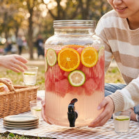 Cold Water Dispenser with Infuser, High Borosilicate Glass Beer Dispenser, Large Capacity Juice Dispenser for Party, Modern Minimalist Style