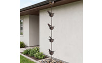 Bird Rain Chain Hanging Rain Chain with Bird Cups Outdoor Downspout Substitute for Gutter, Garden