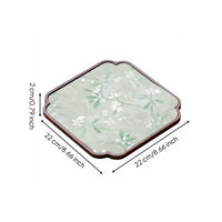 Walnut Wood Tea Serving Board Easy to Clean Teapot Coaster with Textile Insert Deep Shade Tableware for Office