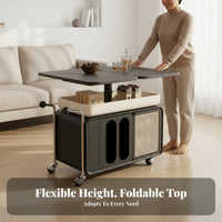 Multi-Functional Convertible Lift-Top Trolley Adjustable Height Rolling Trolley Space-Saving Accent Table Mobile Design for Apartment Dwellers, Distant Workers, Homeowners, Living Room, Small Areas, Bedroom