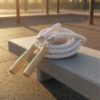 Wear-Resistant Cotton Braided Jump Rope Thick Wooden Handle Jump Rope