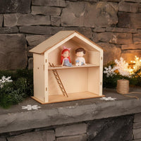 Assembly Cottage with Ladder Unfinished Wooden Woodcraft Two-Tier Miniature Wooden house for Hobbyists