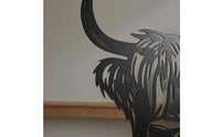 Scottish Cattle Silhouette Metal Art Farmhouse Shaggy Cow Wall Decoration Lightweight