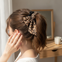 Leopard Print Bow Hair Claw Clip Handmade Fabric Hair Accessories