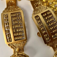 Abacus Plaque with Auspicious Scepter Motifs Gold-Tone Desktop Decor Compact
