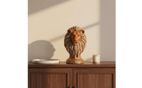 Lion Head Figurine Carved Mane Lion Statue Detailed Face for Home Display