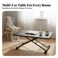 Foldable Design elevatingTop Coffee-to-Dining Table Height-Adjustable elevatingTop Folding Table Sturdy Construction Living Room Furniture Rounded Corners for Apartment Dwellers, Students, Home Workers, Small areas
