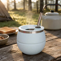 Stainless Steel Drinking Cup Curved Straw Yerba Mate Cup Broad Opening Drinkware for Everyday Use