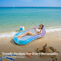 Inflatable Pool Lounger with Armrests Cooling Mesh Seat Water Lounger Portable Water Recliner Raft for Adults, Beach, Lake, Vacation