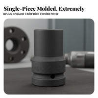 Chrome-Molybdenum Steel 1 Inch Drive Shock Socket Industrial Grade Pneumatic Wrench Socket Head Heat Treated Resistant for Truck Technicians, Mechanics, Auto Repair Professionals, Tire Changing, Garage, Workshop, Construction Site