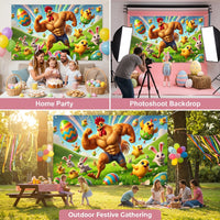 Easter Party Backdrop Bright Print Easter Photography Backdrop Large Size Bunny Bunny Party Background for Photographers, Parents, Home, Infant Shower
