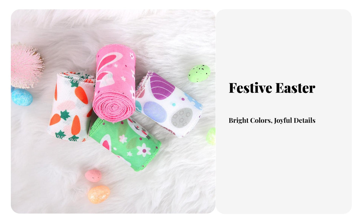 Easter Ribbon Festive Design Easter Print Ribbon DIY Crafts for Home Stylists, Event Planners, Wreath Making, Floral Arrangement