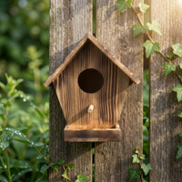 Birdhouse with Perch Wall-Mounted Wooden Birdhouse Natural for Birds