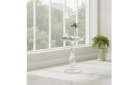 Acrylic Side Table Transparent Pedestal Side Table Small Space-Saving Furniture for Reading Corner