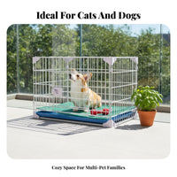 With Wheels Multi-Level Pet Enclosure Secure Lock Stackable Dog Crate Easy to Clean Rolling Pet Kennel Rust-Proof for Medium Dogs, Cats, Young Dogs, Veterinary Clinics