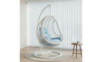 Hanging Swing Chair with Stand Rattan-Style Egg Chair with Stand Floor-Standing for Adults, Readers, Balcony, Backyard, Living Room
