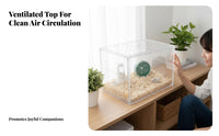 safeResistant Clear Acrylic Pet Habitat chew-resistantResistant Transparent Pet Terrarium Easy to Clean Small creature enclosure Ventilated for Hamster Owners, invertebrate Keepers, cold-blooded pet fans, Desktop, Indoors, Bedroom, Living Room