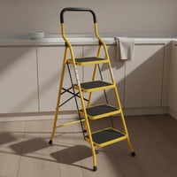 Foldable Design Household Ladder with Double Handrails Anti-Slip Feet Wide Step Folding Ladder Heavy Duty Folding Step Stool with Safety Rails Multi-Purpose for Elderly, Home, Kitchen, Indoor