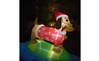 Christmas Inflatable Dachshund Lighted Inflatable Dachshund Festive Yard Decoration for Homeowners, Families