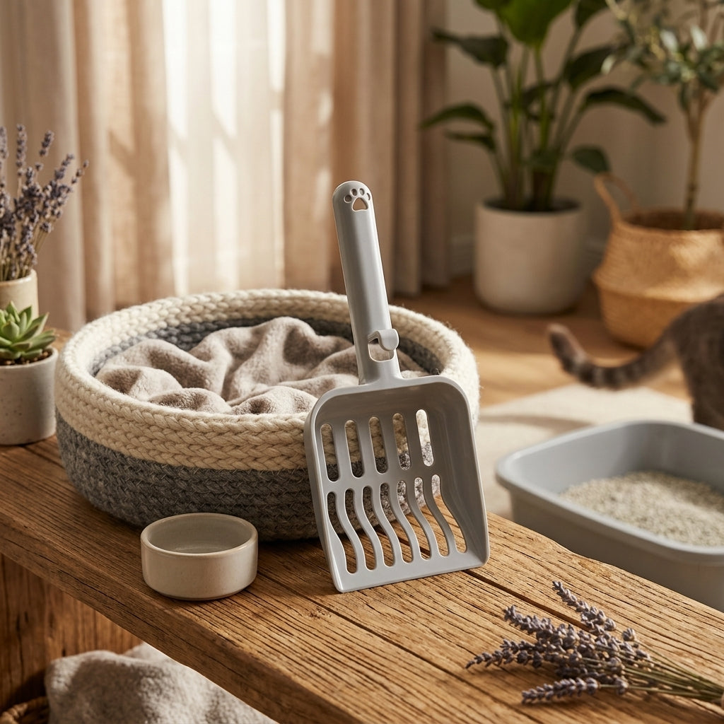 Litter Sifter with Sieve, Angled PP Material Cat Tool for Home Maintenance, Single Pack for Cat Owner to Manage Tray Waste