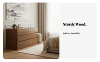 Modern Chinese Design 6-Drawer Double Dresser Large Capacity 6-Drawer Wide Dresser Multifunctional Design Chest of Drawers Sturdy Construction for Homeowners, Families, Bedroom, Living Room, Entryway, Hallway